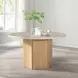 Qwin White and Weathered Oak 52" Round Marble Top Dining Table