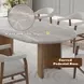 Darcy White and Dark Walnut 87" Oval Marble Top Dining Table