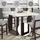 Edwyn White and Espresso 48" Square Marble Top Counter Height Table