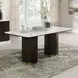 Clayten White and Espresso 71" Rectangular Marble Top Dining Room Set