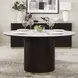 Clayten White and Espresso 52" Round Marble Top Dining Table
