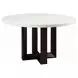 Edwyn White and Espresso Round Marble Top Dining Room Set