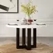 Edwyn White and Espresso Round Marble Top Dining Room Set