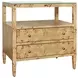 Cynthia Brown Rectangular 2 Drawer Glass Top Side Table