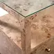 Cynthia Brown Rectangular 2 Drawer Glass Top Side Table