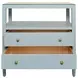 Cynthia Blue Rectangular 2 Drawer Glass Top Side Table
