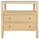 Cynthia Natural Grasscloth Rectangular 2 Drawer Glass Top Side Table
