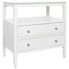 Cynthia Textured White Rectangular 2 Drawer Glass Top Side Table