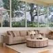 Canyon Natural Wash and Cream Round Marble Top Coffee Table