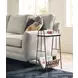 Hidden Treasures Saffiano Brown and White Rectangular Marble Top Magazine Table