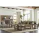 Maribelle Dark Stain Rectangular Nesting Cocktail Table with Ottoman