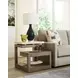 Nash Light Stain Square Travertine Top End Table