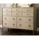 Lenox Alabaster and Gold 10 Drawer Ventura Dresser with Rectangular Anaheim Mirror