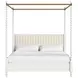 Haven Warm White Queen Upholstered Canopy Poster Bed