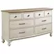 Litchfield Sunwashed and Brown 8 Drawer Weymouth Dresser with Arched Mirror