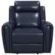 Jonathan Blue Leather Glider Power Recliner with Power Headrest and USB Charging