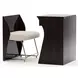 Kismet Otter Gloss and Ivory Upholstered Vanity with Rectangular Mirror and Chair