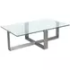 Whitehall Aged Pewter and Chrome Pucks Rectangular Glass Top Cocktail Table