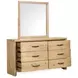 Laramie Honey Wheat 6 Drawer Dresser with Rectangular Mirror