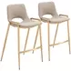 Desi Beige and Gold Counter Height Stool Set of 2