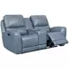 BelleAvenue Persian Blue Leather Power Reclining Living Room Set with Power Headrest and USB Charging