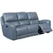 BelleAvenue Persian Blue Leather 85" Lay Flat Power Reclining Sofa with Power Headrest and USB Charging