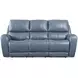 BelleAvenue Persian Blue Leather 85" Lay Flat Power Reclining Sofa with Power Headrest and USB Charging