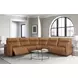 Ascendia Saddle Leather Modular Lay Flat Power Reclining Sectional
