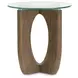 Lainey Almond Round Glass Top End Table
