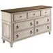 Southbury Parchment and Brown 7 Drawer Dresser with Rectangular Landscape Mirror