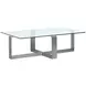 Whitehall Aged Pewter and Chrome Pucks Rectangular Glass Top Cocktail Table