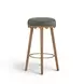 Oodle Green and Light Walnut Performance Vegan Mohair Upholstered Bar Stool