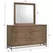 Lindon Belgian Wheat and Coffee Bean 6 Drawer Dresser with Square Mirror