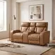 Fairway Brown Double 74" Power Reclining Console Loveseat with Power Headrest