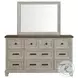 Bloomfield Medium Brown And Washed Stone 9 Drawer Dresser And Mirror