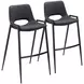 Desi Black Bar Stool with Black Legs Set of 2