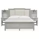 Glenbrook Pebble and Beige King Upholstered Wall Bed with 2 Nightstand and USB Charging