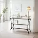 Calloway White and Black Rectangular Marble Top Console Table