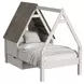 Lodge Cookies and Cream Twin Novelty Bed with Half Roof and Window