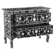 Ozark Black Floral Horn Inlay 2 Drawer Chest