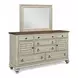 Homestead Pine Cornsilk 7 Drawer Ellesmere Dresser with Rectangular Landscape Mirror