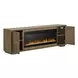 Living Room Console Brown 84" TV Stand with Fireplace