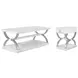 Point Breeze Fresh White and Soft Gray Glaze Rectangular Occasional Table Set with Metal and Casters