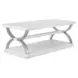 Point Breeze Fresh White and Soft Gray Glaze Rectangular Occasional Table Set with Metal and Casters