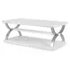 Point Breeze Fresh White and Soft Gray Glaze Rectangular Occasional Table Set with Metal and Casters
