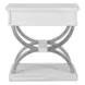 Point Breeze Fresh White and Soft Gray Glaze Rectangular Chairside Table with Metal