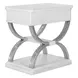 Point Breeze Fresh White and Soft Gray Glaze Rectangular Chairside Table with Metal
