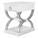 Point Breeze Fresh White and Soft Gray Glaze Rectangular Occasional Table Set with Metal and Casters