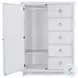 Coastal Point Fresh White and Soft Grey Glaze 5 Drawer 1 Mirrored Door Chest