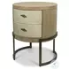Vista Verde Muted Earth Tones and Clay Woven 2 Drawer Round Accent Nightstand with USB Charging